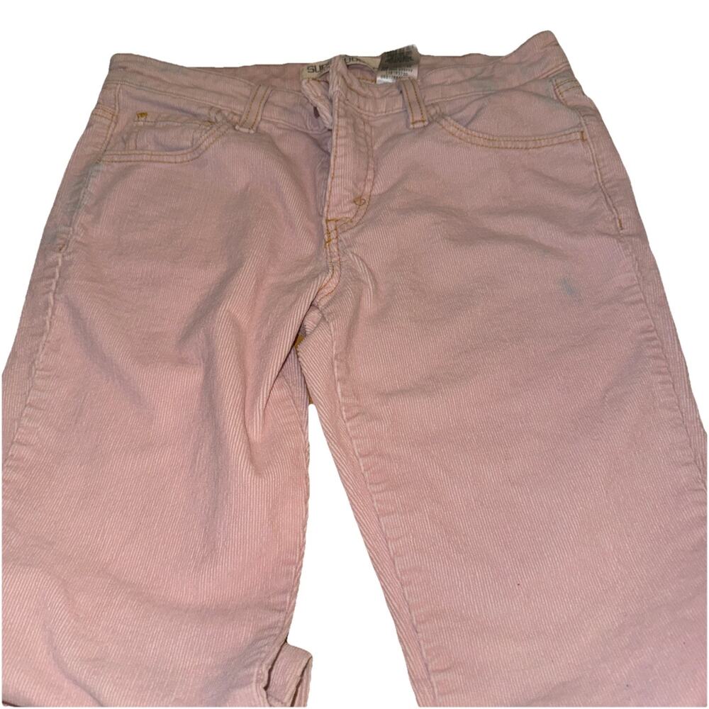 Preowned Super Low Boot Cut Levi Corduroy Pink Jeans NOTICE BLUE STAINS